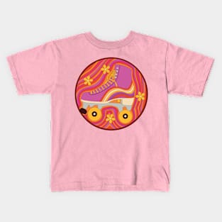 1970s Hippie Roller Skate Kids T-Shirt